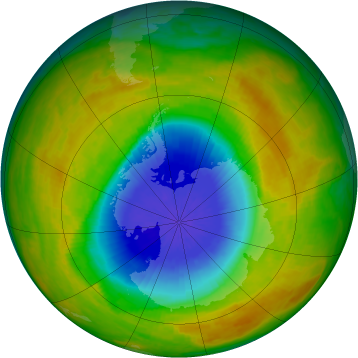 Antarctic ozone map for 14 October 2002